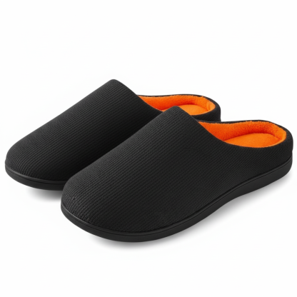 Mens Two Tone Memory Foam Indoor Slippers with Non Slip Sole