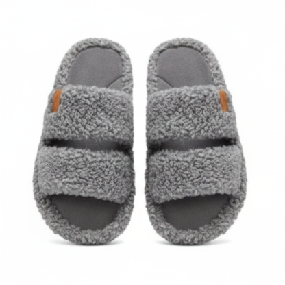 Womens Fuzzy Open Slippers