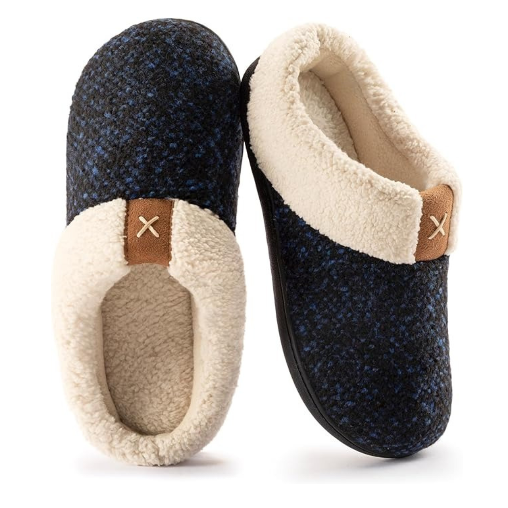 Womens Plush Faux Wool Memory Foam Slippers