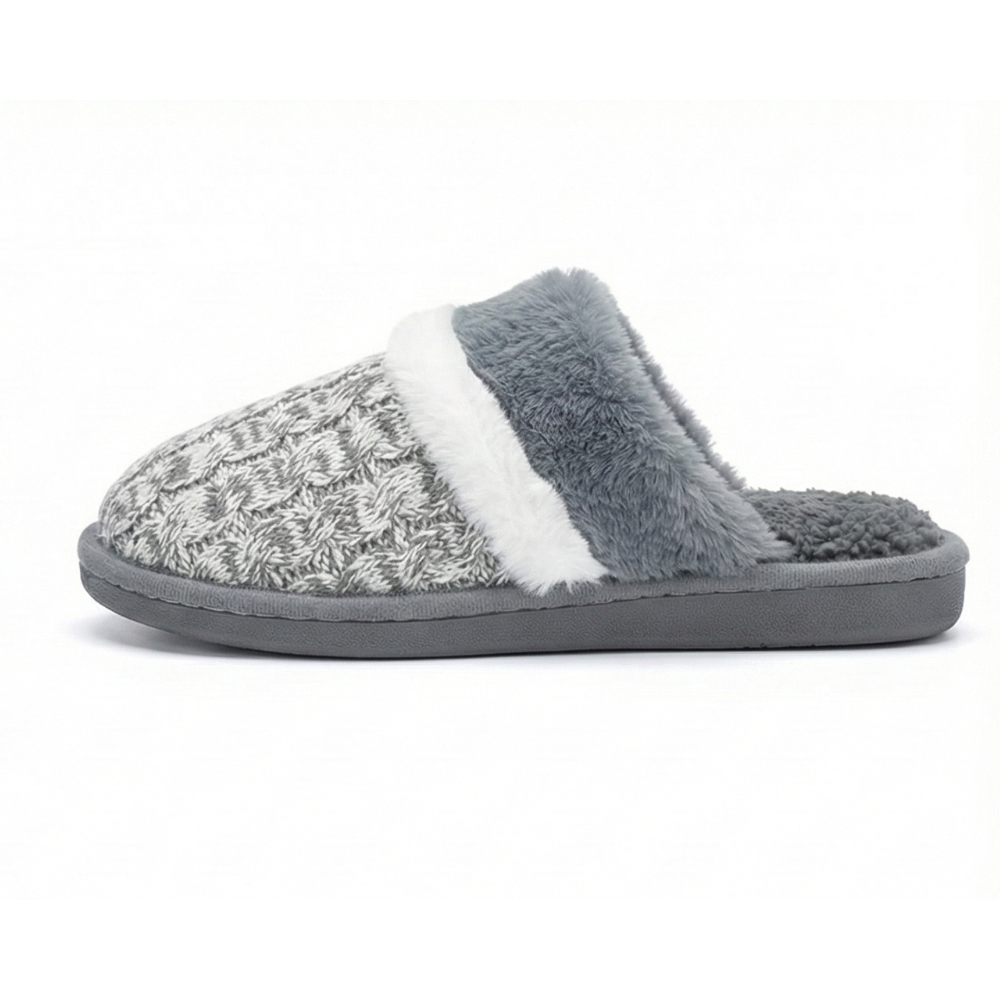 Fleece Lined Cozy Slippers With Anti Slip Rubber Sole