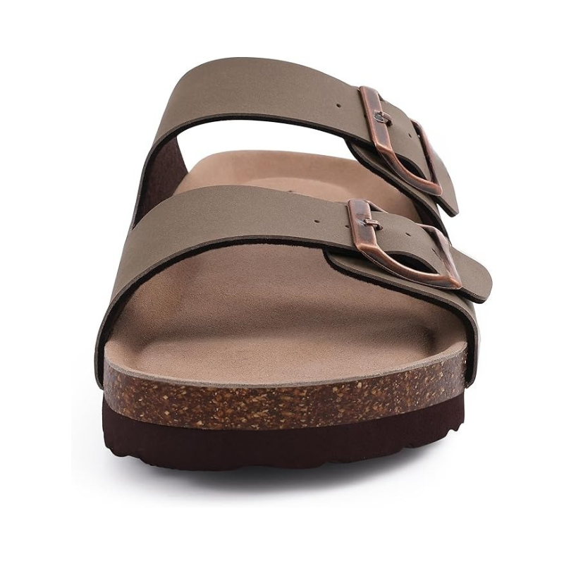 Cork Footbed Sandals With Adjustable Buckle And Non Slip Sole