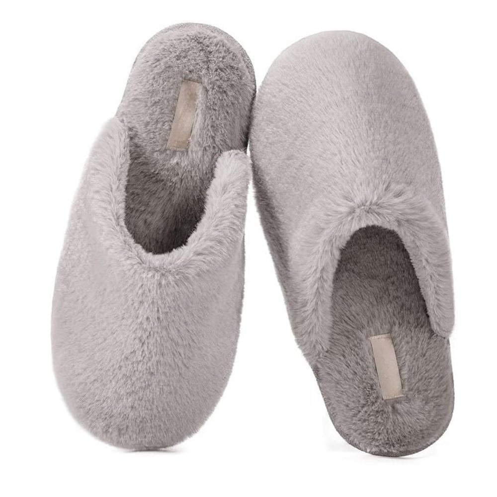 Womens Plush Slip On Scuff Slippers