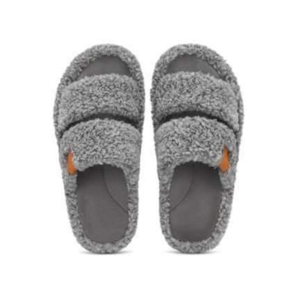 Womens Fuzzy Open Slippers