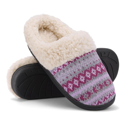 Women Wool Like Lined Chenille Slippers