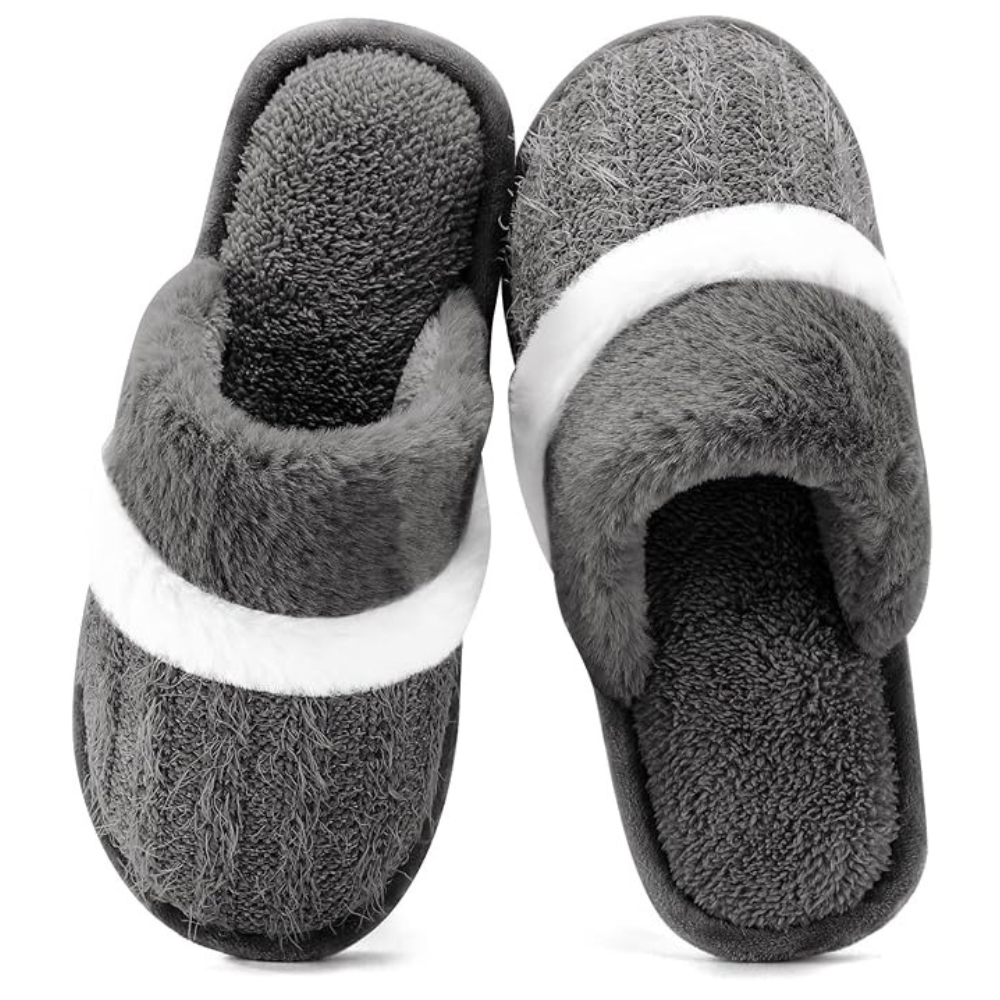 Fuzzy Slippers For Women With Memory Foam And Anti Skid Sole