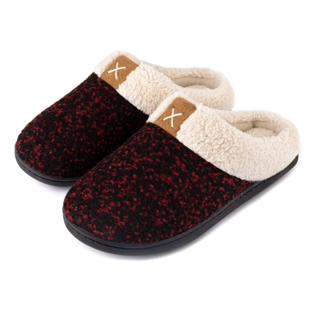 Womens Plush Faux Wool Memory Foam Slippers