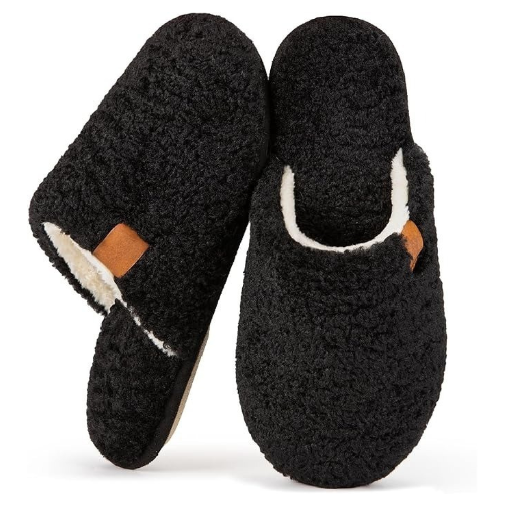 Womens Fuzzy Slip-on Slippers