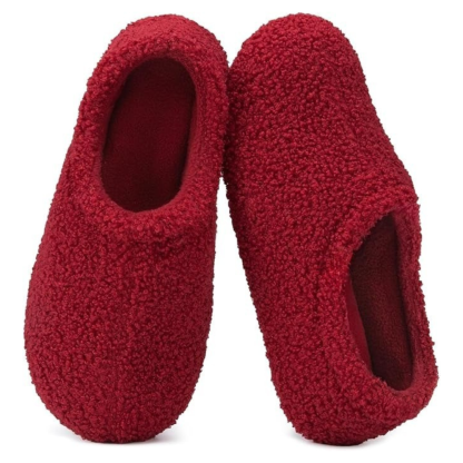 Womens Fuzzy Curly Fur Foam Loafer Slippers