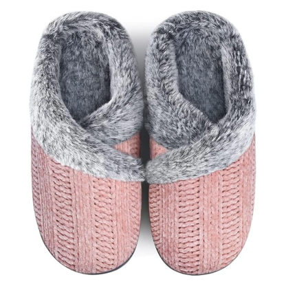 Plush Memory Foam Slippers With Anti Skid Sole