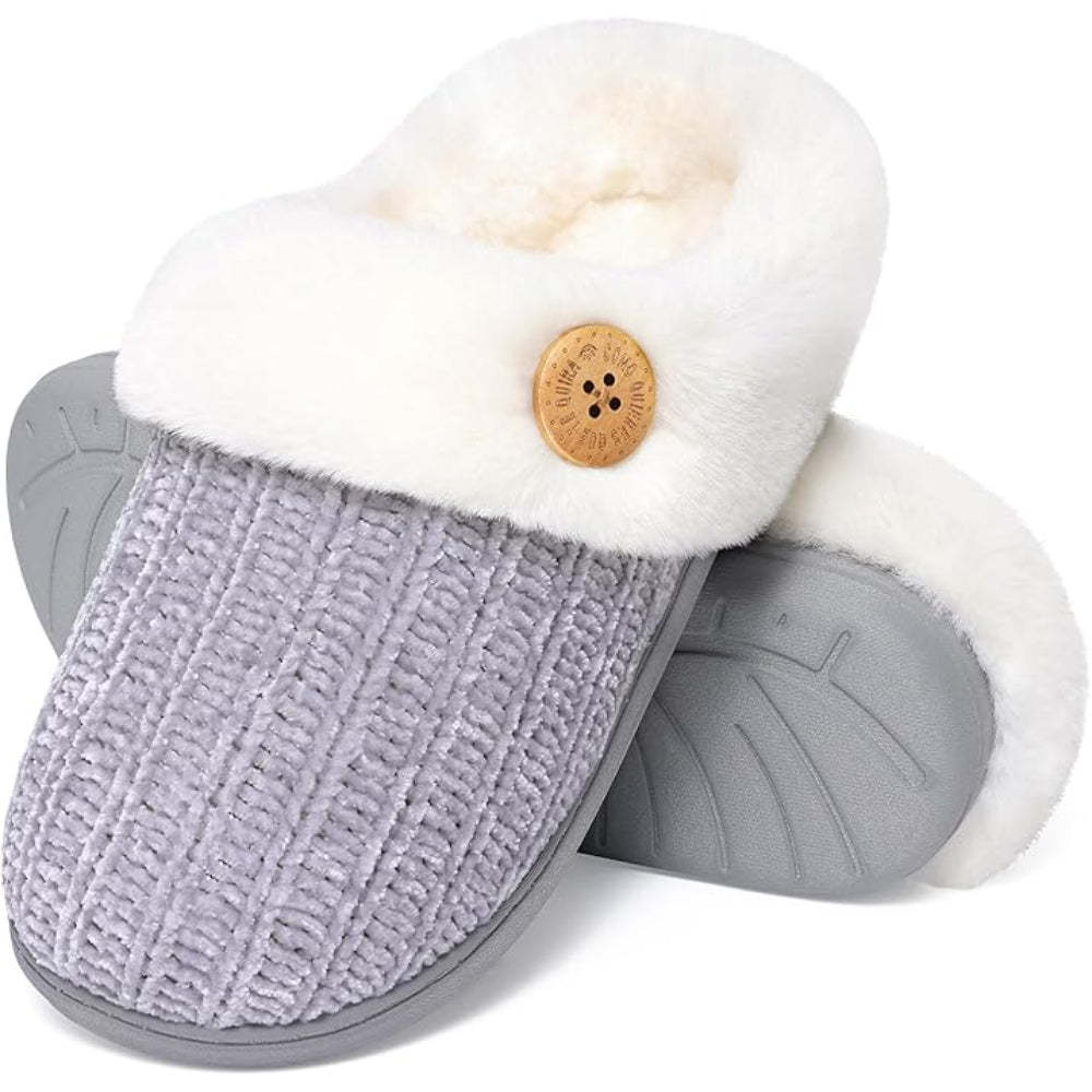 Knitted House Sandals With Memory Foam And Plush Lining