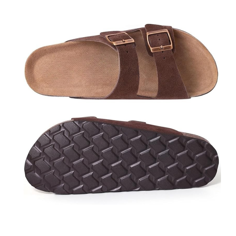 Cork Footbed Sandals With Adjustable Buckle And Non Slip Sole
