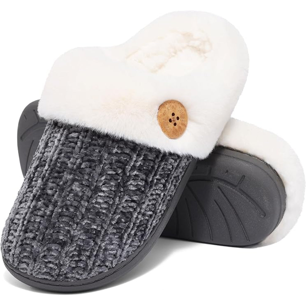 Knitted House Sandals With Memory Foam And Plush Lining