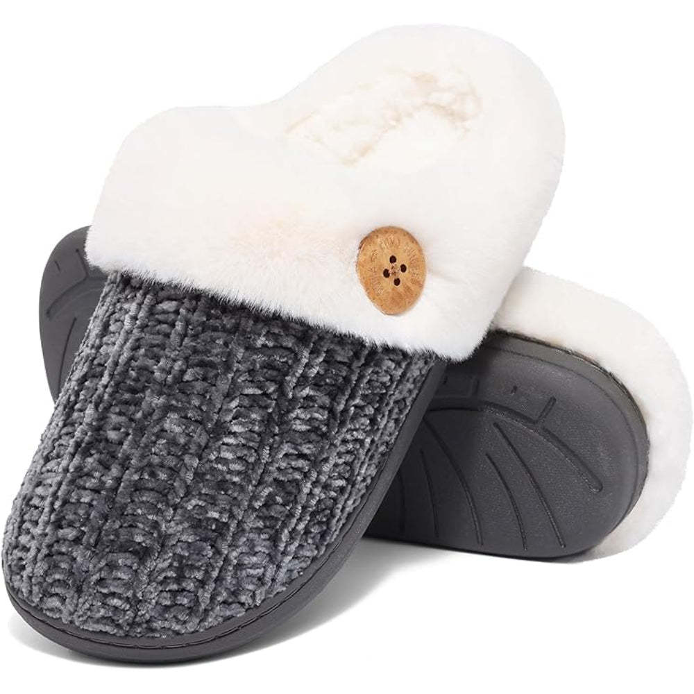 Knitted House Sandals With Memory Foam And Plush Lining