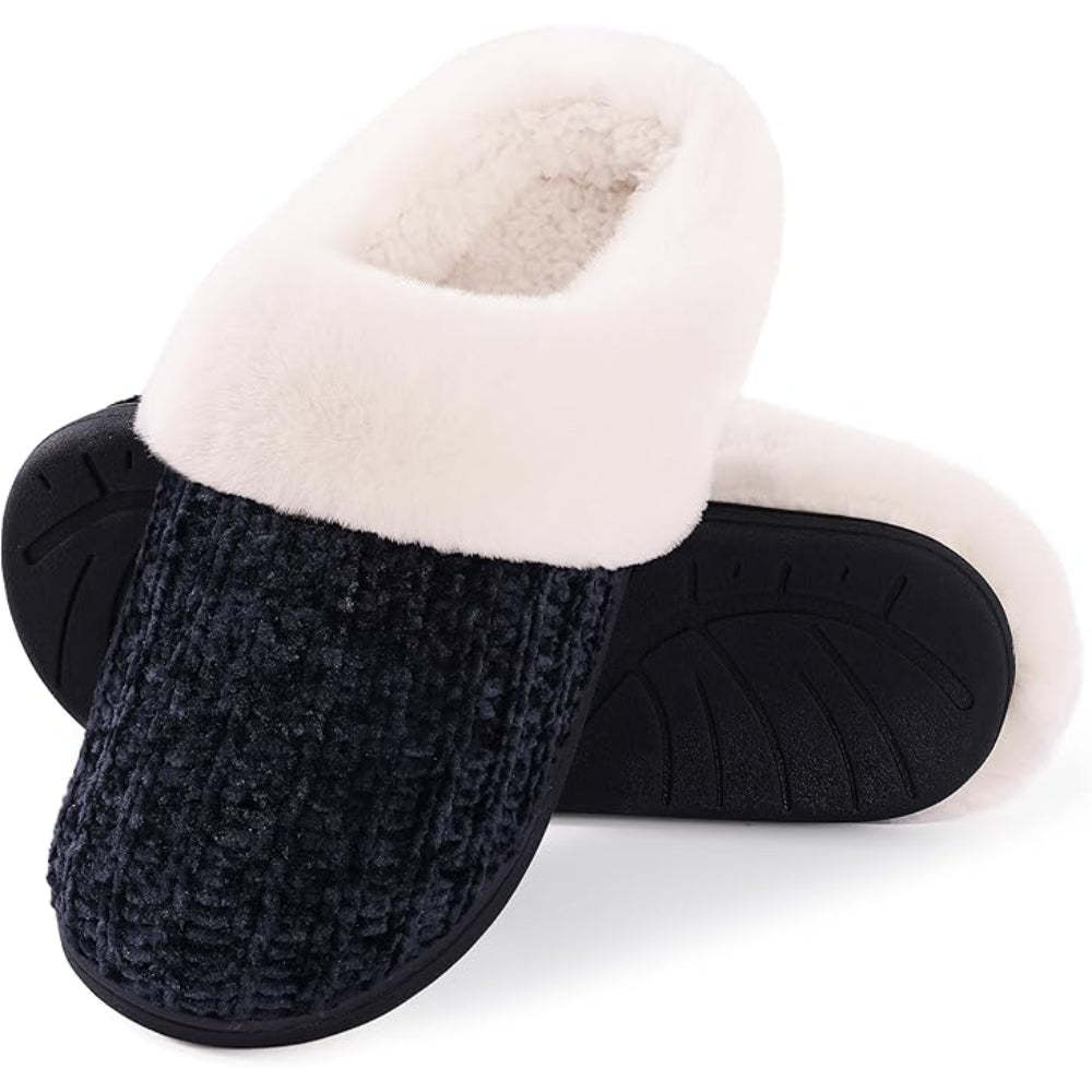 Knitted House Sandals With Memory Foam And Plush Lining