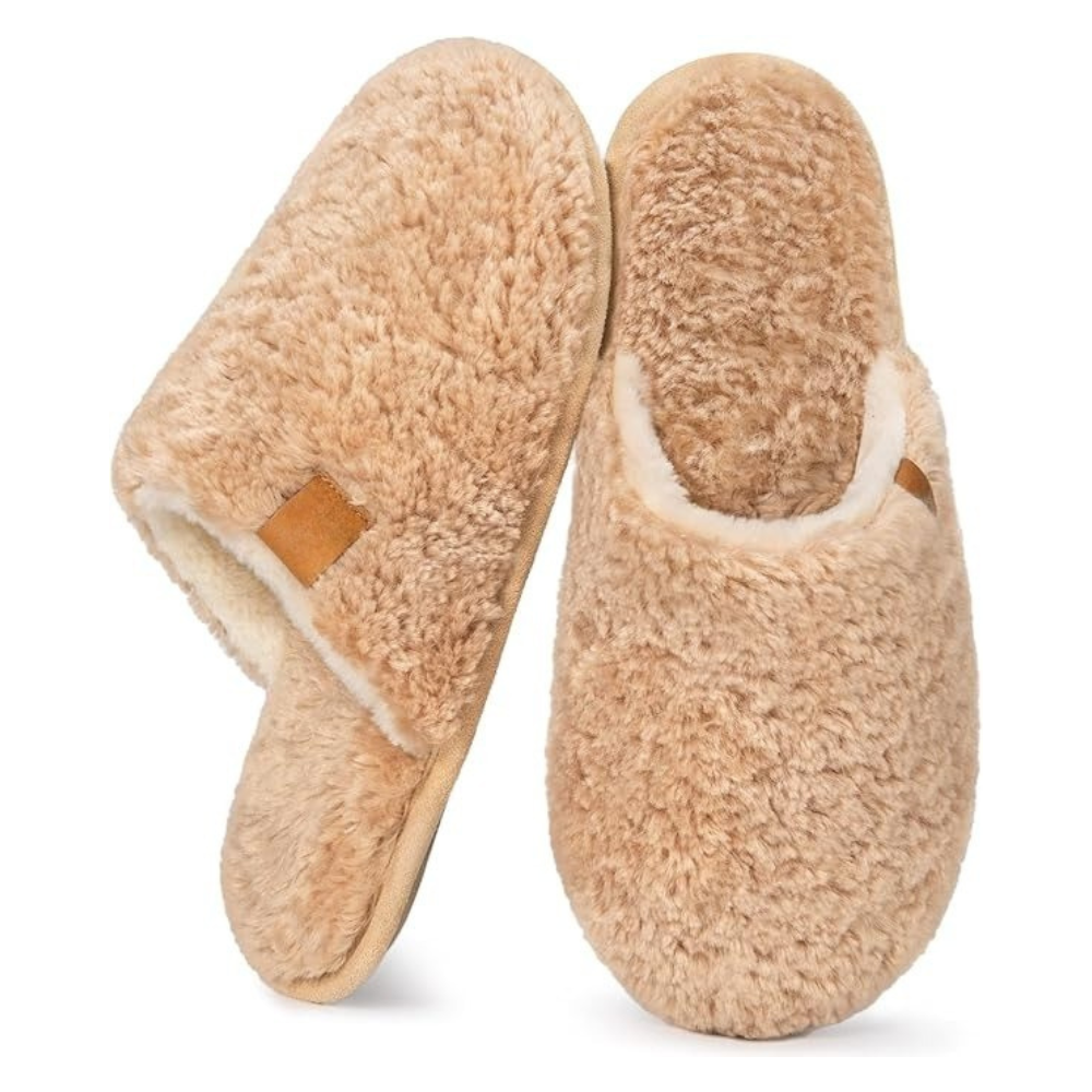 Womens Fuzzy Slip-on Slippers