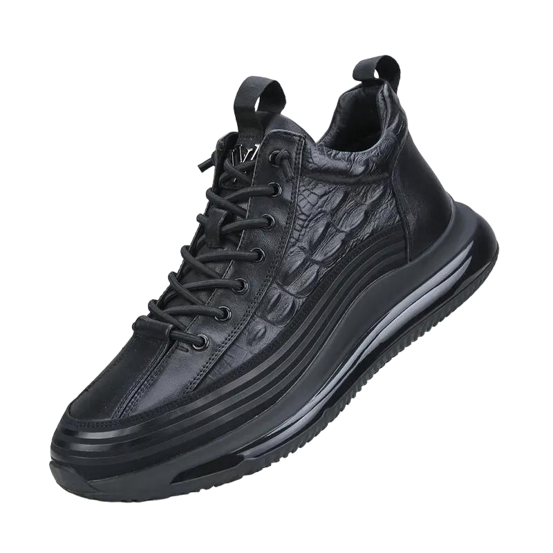Embossed Platform Lace Up Sneakers For Men
