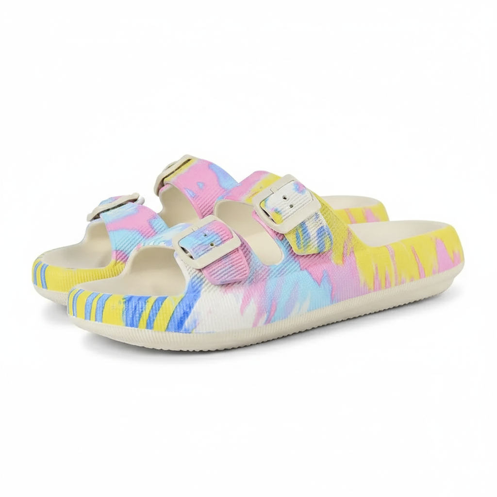 Double Buckle Adjustable Slides For Women