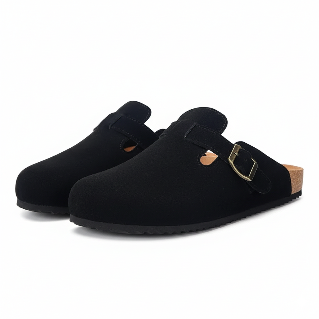 Suede Mules Footbed Clogs – Supportive Slip On Sandals