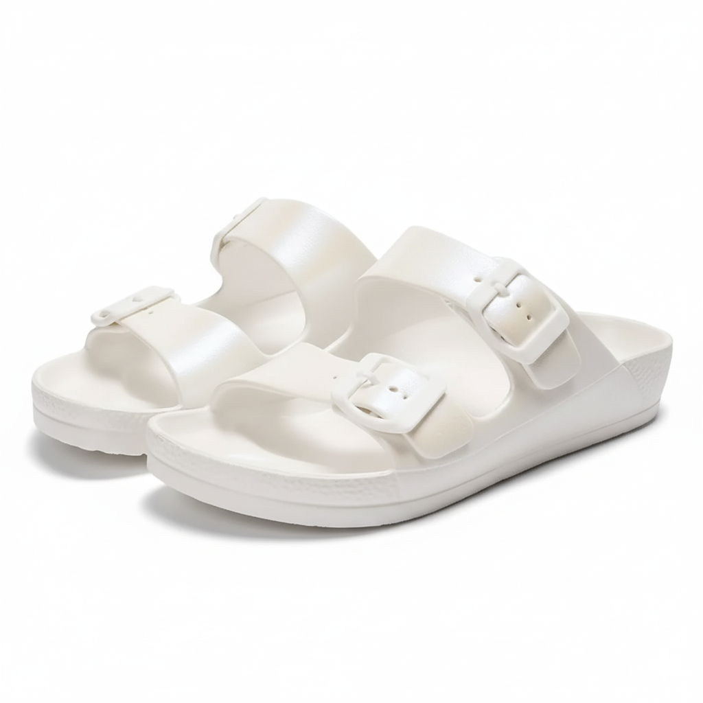 Double Buckle Flat Slides