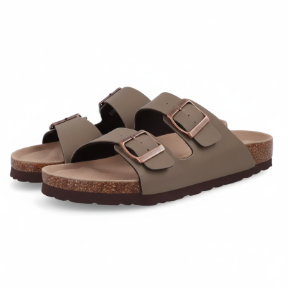 Cork Footbed Sandals With Adjustable Buckle And Non Slip Sole