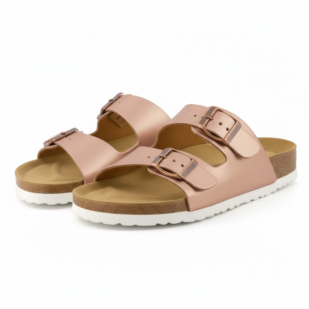 Adjustable Double-strap Cork Footbed Sandals With Eva Sole