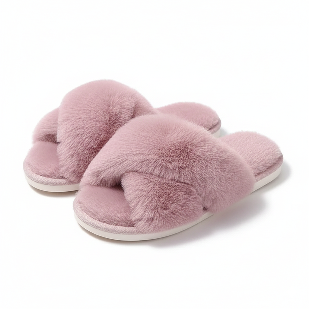 Fuzzy Foam Slippers With EVA Sole