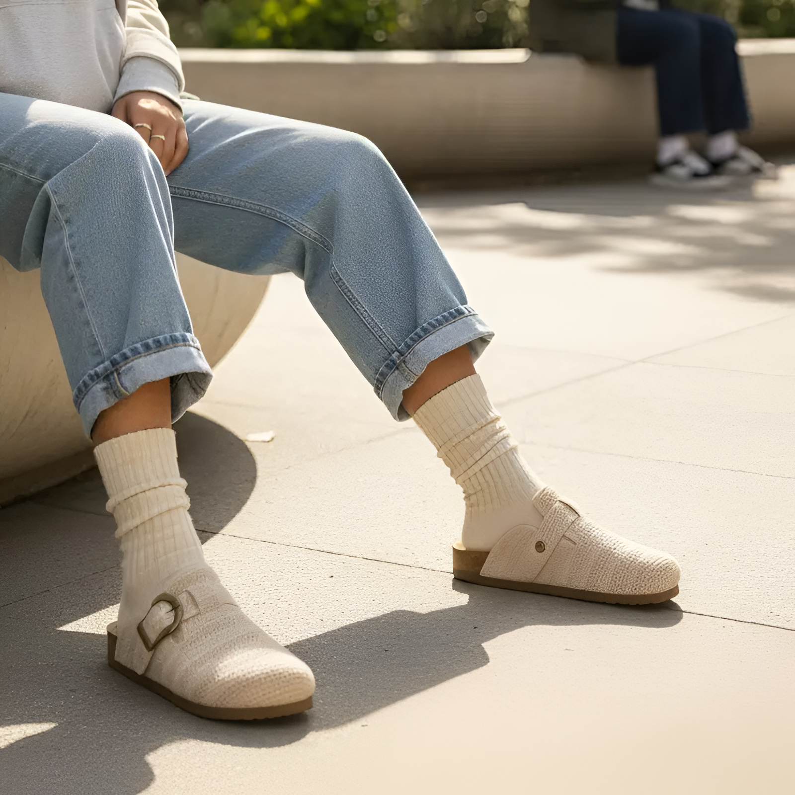 Knit Clog Shoes With Suede Insole For Women