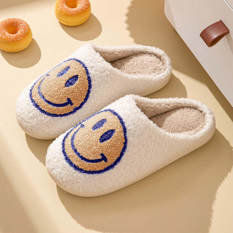 Cozy Comfy Smile Plush Slip On Slippers