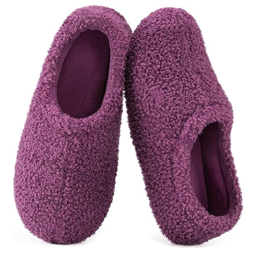 Womens Fuzzy Curly Fur Foam Loafer Slippers
