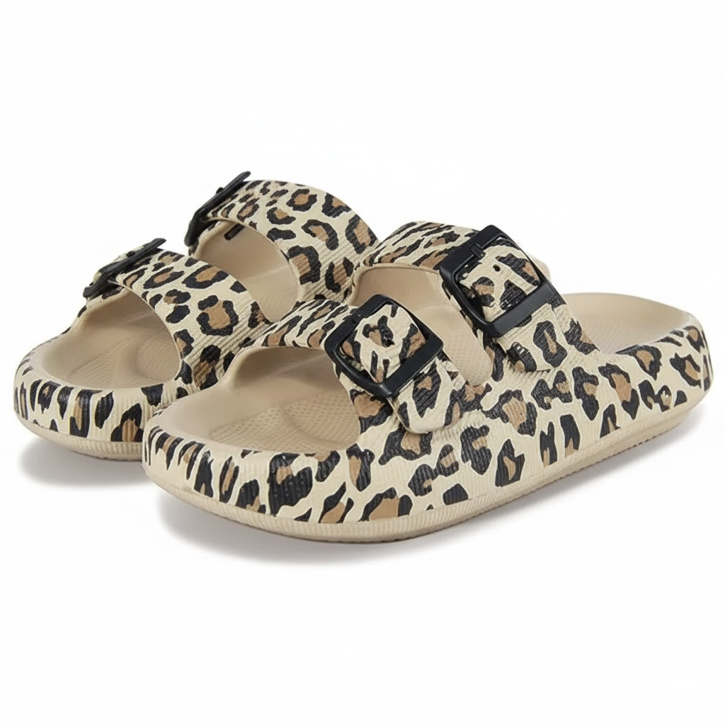 Double Buckle Flat Slides