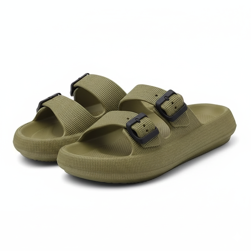 Double Buckle Athletic Adjustable Slides