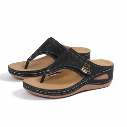 Metal Decor Wedge Sandals