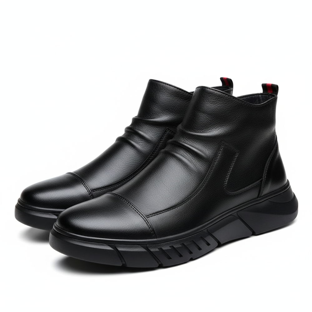 Zipper Non Slip Leather Boots