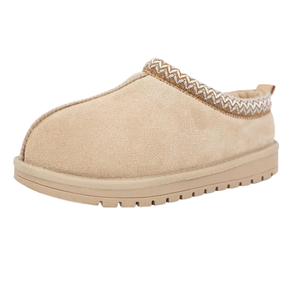 Mini Platform Suede Slippers For Women With Fur Lining