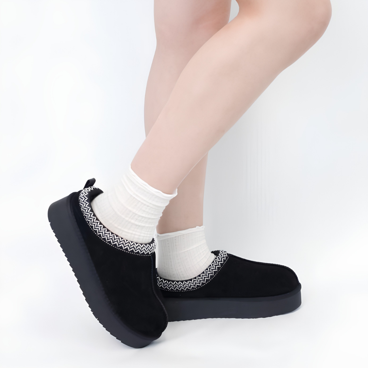 Fluffy Fur Braided Platform Walking Boots For Women