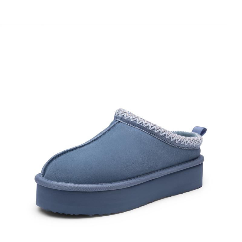 Casual Suede Platform Faux Fur Slippers For Women