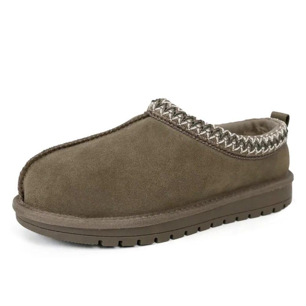 Mini Platform Suede Slippers For Women With Fur Lining