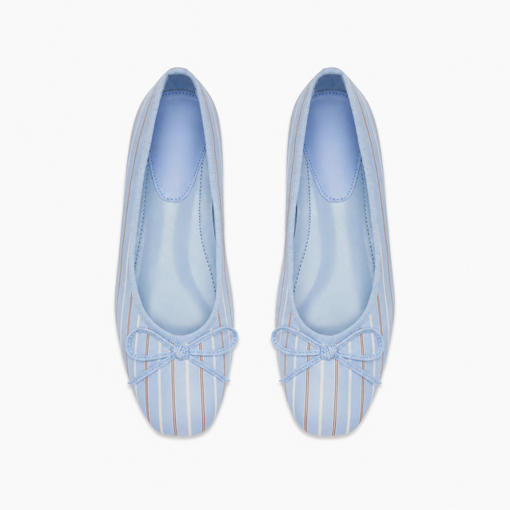 Bow Detail Mary Jane Ballet Flats with Square Front for Casual and Work Wear for Women
