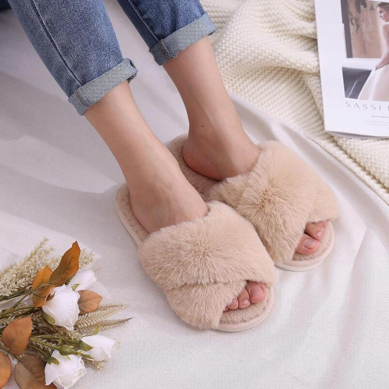 Cross Strap Foam Slippers For Women - The Boston Boots