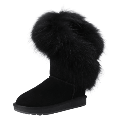 Women's Fur Lined Suede Leather Boots - The Boston Boots