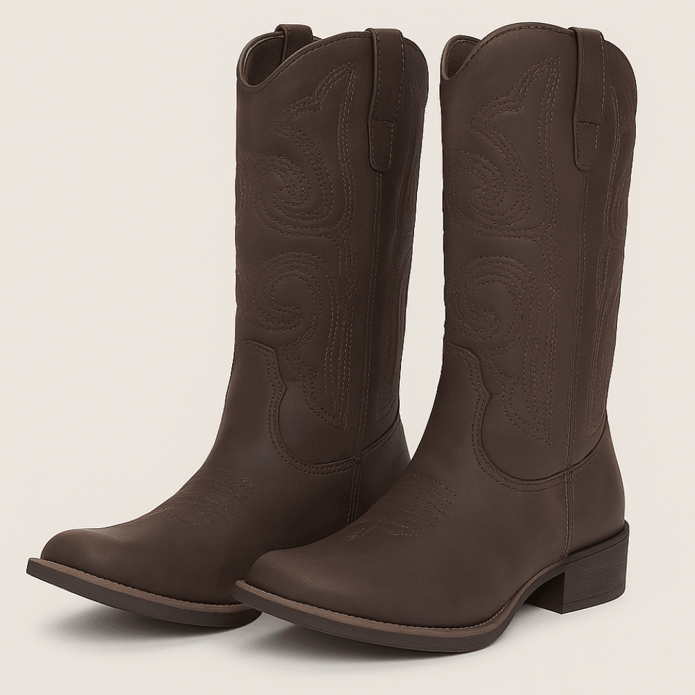 Women's Faux Leather Western Calf Boots - The Boston Boots