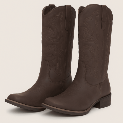 Women's Faux Leather Western Calf Boots - The Boston Boots