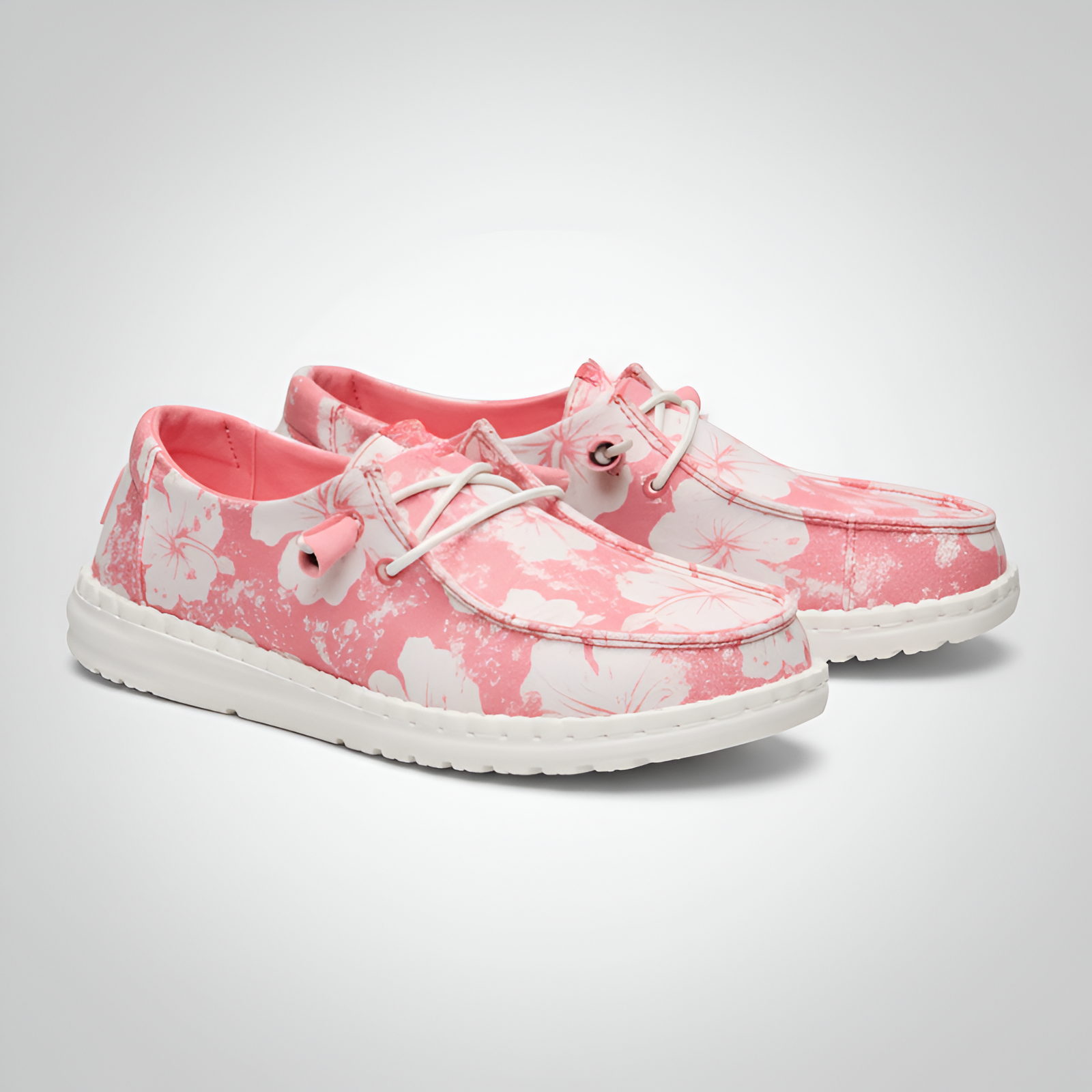 Hawaiian Floral Lace Up Walking Shoes For Women