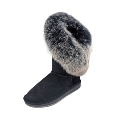 Women's Suede Leather Winter Snow Boots - The Boston Boots