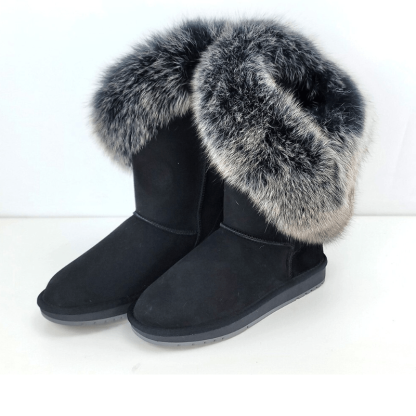 Women's Suede Leather Winter Snow Boots - The Boston Boots