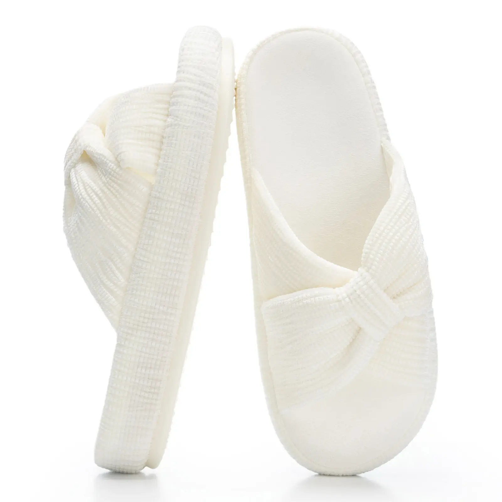Memory Foam Corduroy Bow House Slippers For Women