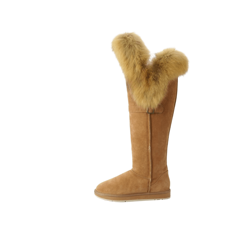 Suede Leather Natural Winter Snow Boots - The Boston Boots