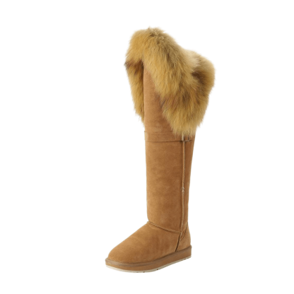 Suede Leather Natural Winter Snow Boots - The Boston Boots