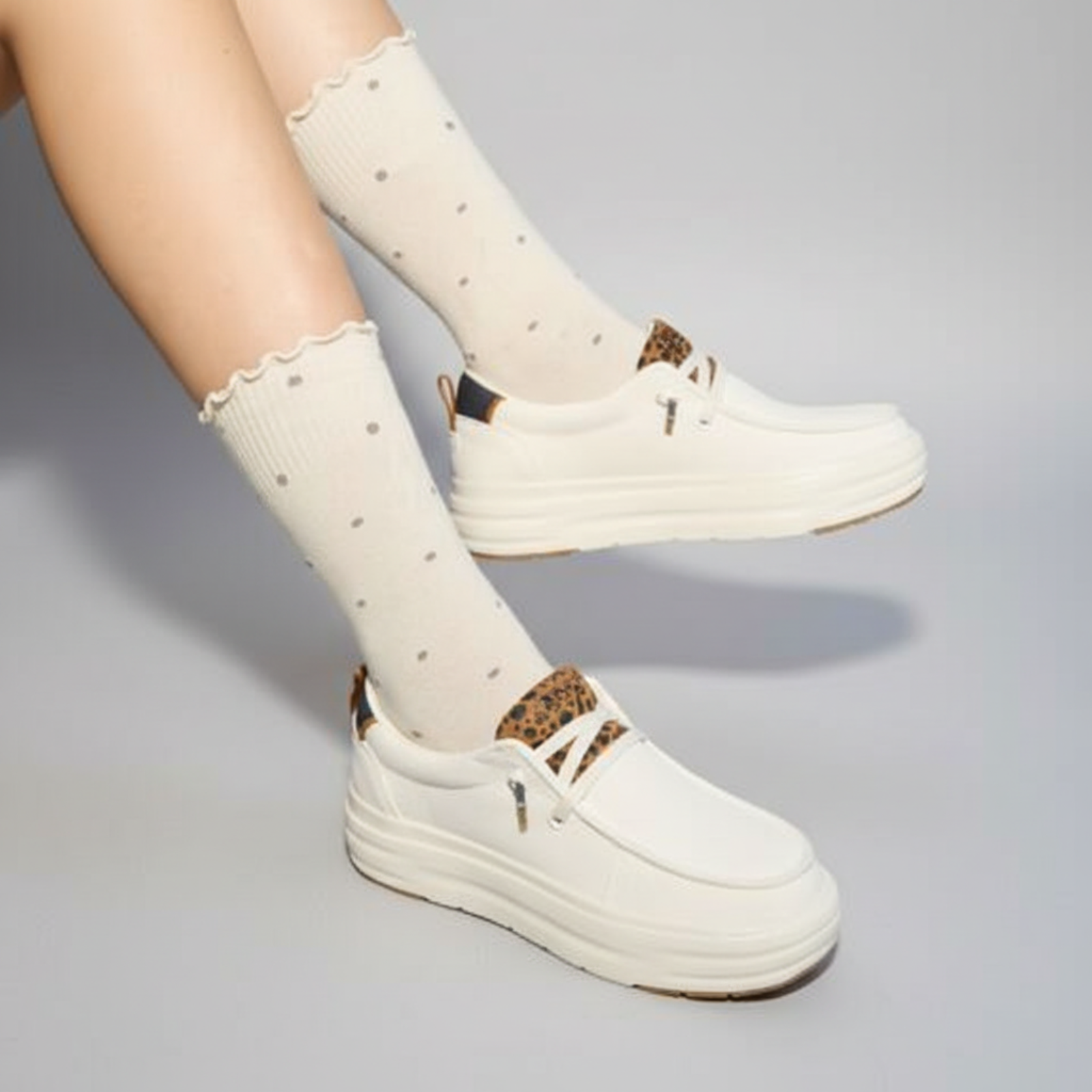 Animal Print Platform Slip On Casual Shoes For Women