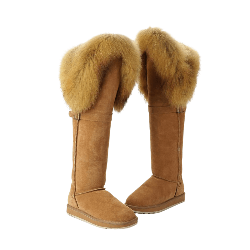 Suede Leather Natural Winter Snow Boots - The Boston Boots